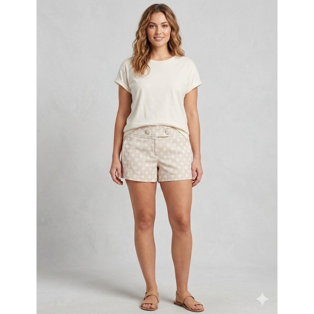 J. Crew City Fit Shorts Womens 6 Beige Polka Dot